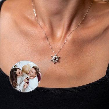Snowflake Photo Necklace Photo Personalised Necklace - Photo Necklace - Photo Projection Necklace Necklace Silver Brother & Sisters